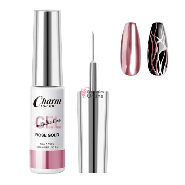 Oja semi UV/ LED Liner metalic Charm Mirror Gel de 10 ml - CHR03 Roz metalic